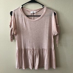 Blush cold shoulder top